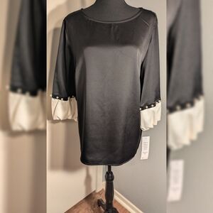 Coco Bianco Black Blouse with White Accents